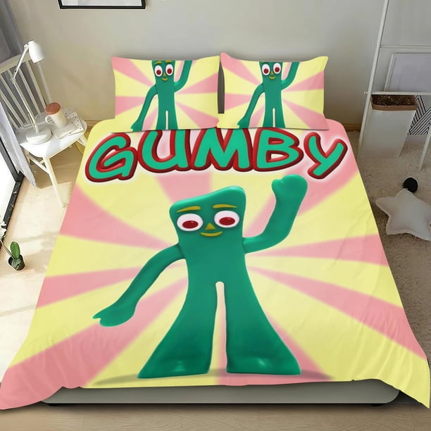 El Show de Gumby Conjunto de sábanas temático, trío de piezas, cómodo y amigable con la piel, diseño único, regalo de decoración para el hogar para familiares, amigos y fans,135cm *200cm