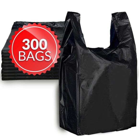 Bolsas De Plástico Para Camisetas 300 Unidades Negras 11 5 X 6 5 X 21 Cm