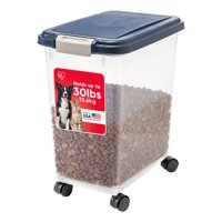 Recipiente Hermético Para Almacenar Alimentos Iris Usa, 30 Kg, Con Ruedas, Color Azul Marino