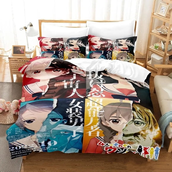 -nin wa Sorezore Uso wo Tsuku Bedding Set Bed Set Aldult Kid Bedroom Duvetcover Set Anime