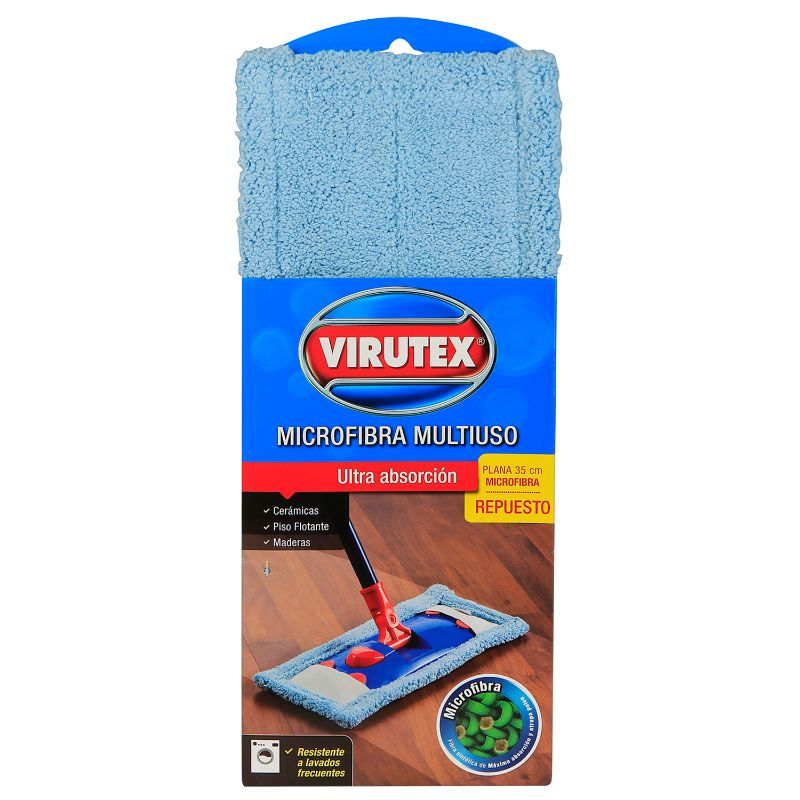 Virutex - Mopa Plana Repuesto Microfibra Ultra Absorbente 35Cm