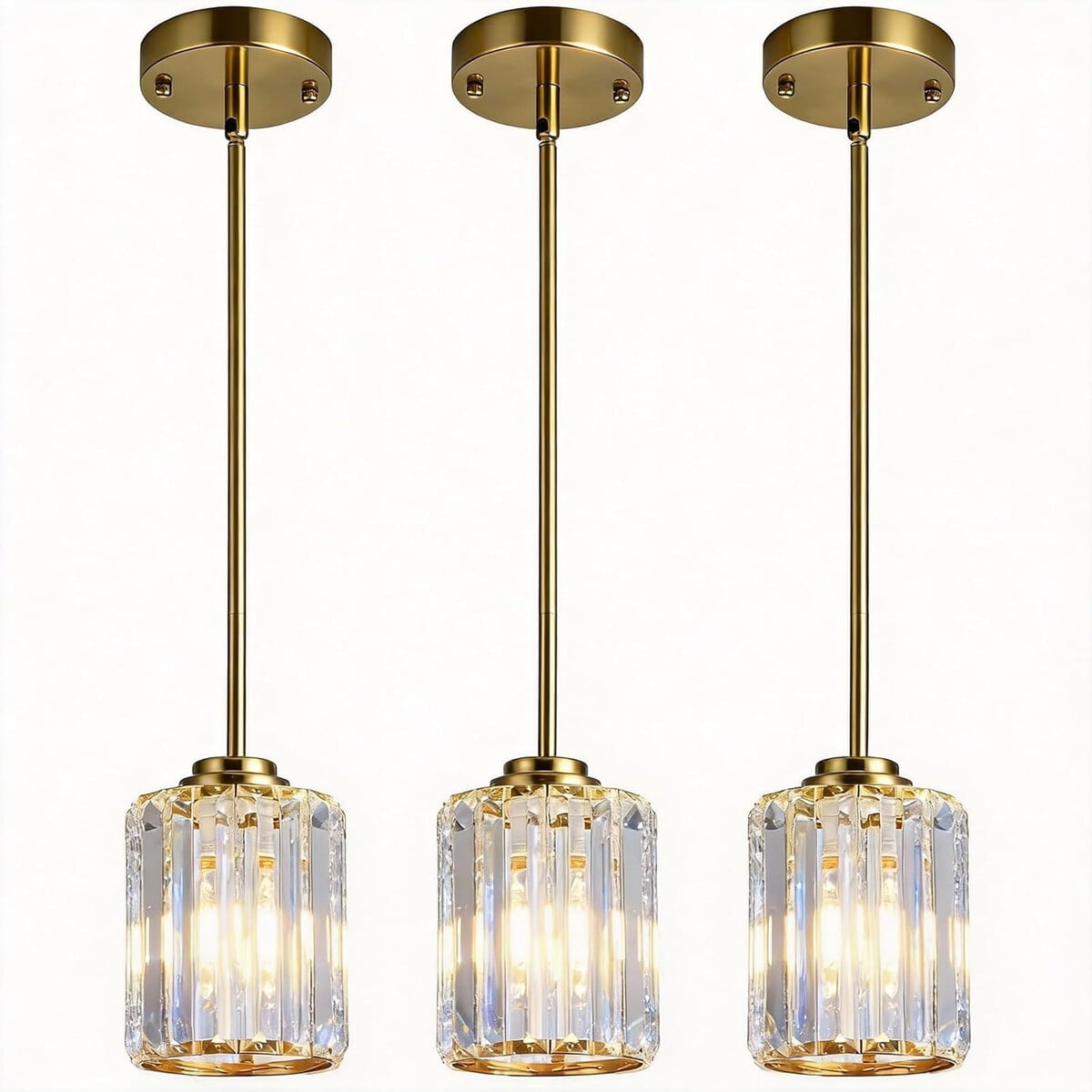 Lampara Colgante Puamubua 3 Pack Cristal Oro Ajustable E26