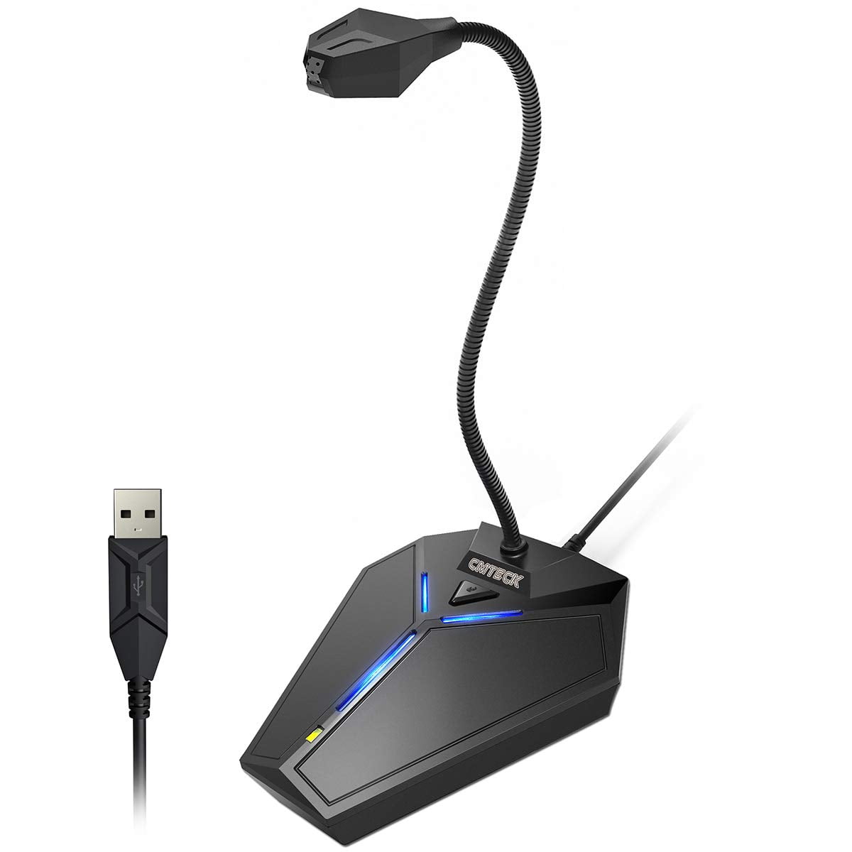 Cmteck - Micrófono Usb Para Ordenador Omnidireccional Con Botón De Silencio