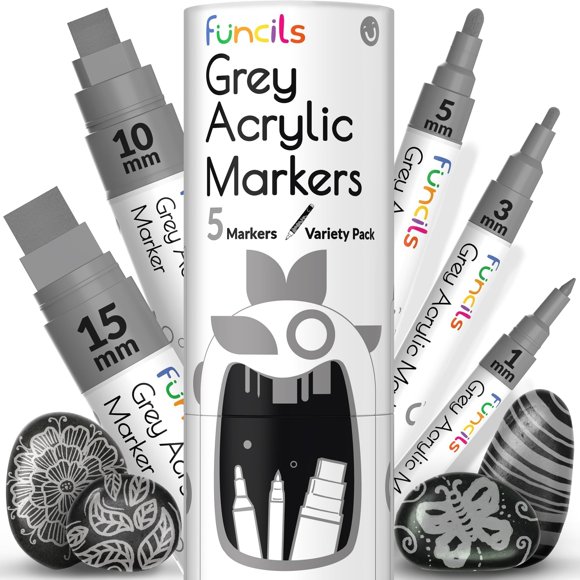 Marcadores de Pintura Acrílica Funcils 5 Gris de 1 a 15 mm