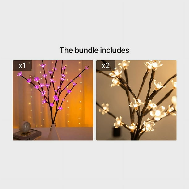 1pc Simulation Cherry Blossom Branch Lights LED Flash Bouquet Decorative Lights, Holiday Party Supplies