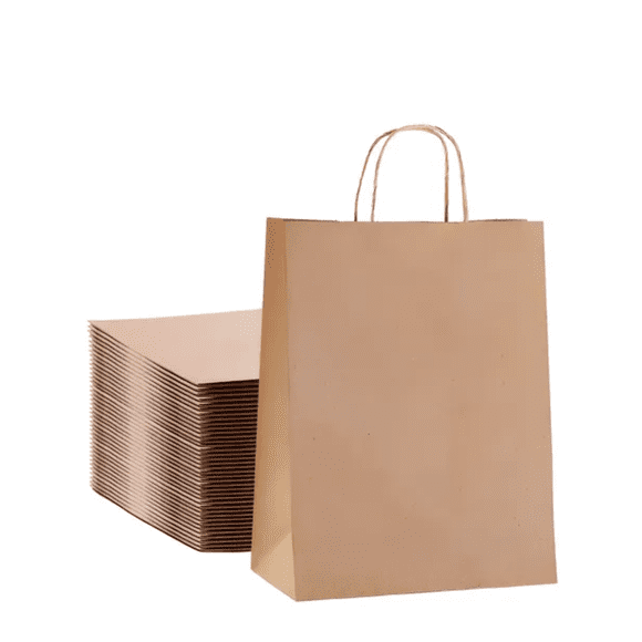 Bolsas Papel Kraft Con Manillas 22x29x10 Pack 100 Unid Bolsa Con Asa