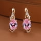 thumbnail image 1 of 18K Gold Plated Blue Sapphire Stud Earrings - Trendy Women's Anniversary Jewelry with Oval Cut White Blue Red Pink Stones, 1 of 5