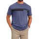 thumbnail image 1 of INSPIRE CHIC Camiseta de Hombre con Bolsillo en el Pecho, Estampado de Rayas, Cuello Redondo, Manga Corta, Talla S, Azul Oscuro, 1 of 5