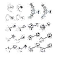 Ioensy - 18X Tragus Pendientes Set Helix Barbell Star Para Niñas Hombres Mujeres