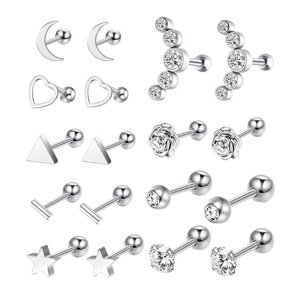 Ioensy - 18X Tragus Pendientes Set Helix Barbell Star Para Niñas Hombres Mujeres