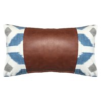 Elizabeth Peper - Funda Cojin Decorativo Ecocuero Azul Y Beige 50X30