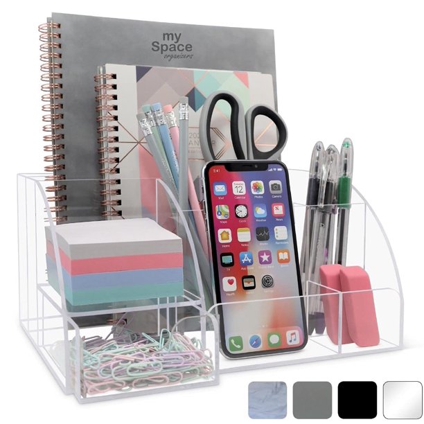 Organizador de escritorio My Space Organizers, acrílico transparente, 9 compartimentos
