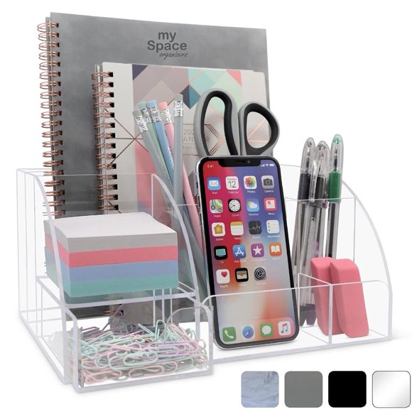 Organizador de escritorio My Space Organizers, acrílico transparente, 9 compartimentos