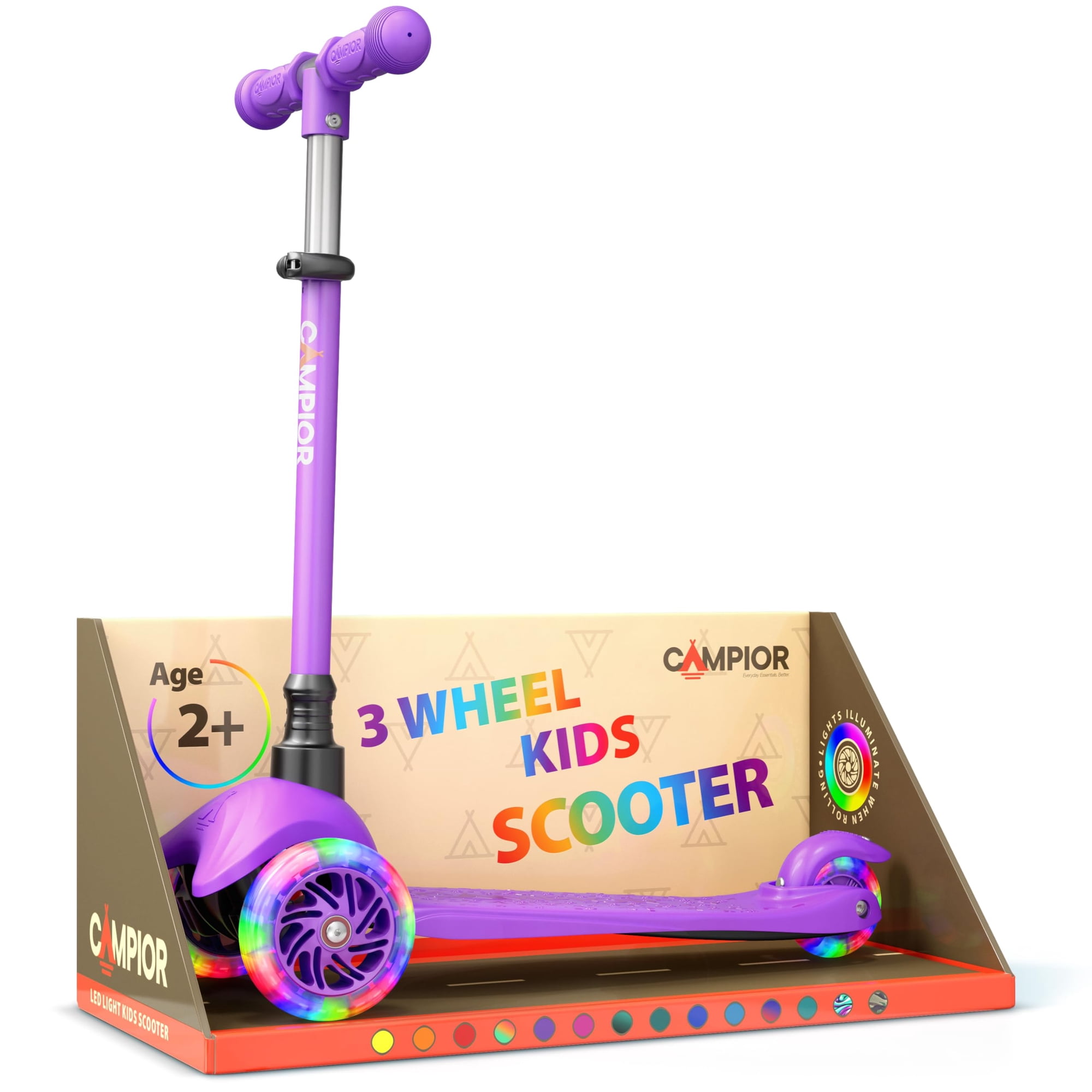 Scooter Campior Purple Mini De 3 Ruedas Para Niños De Más De 2 Años Con Led