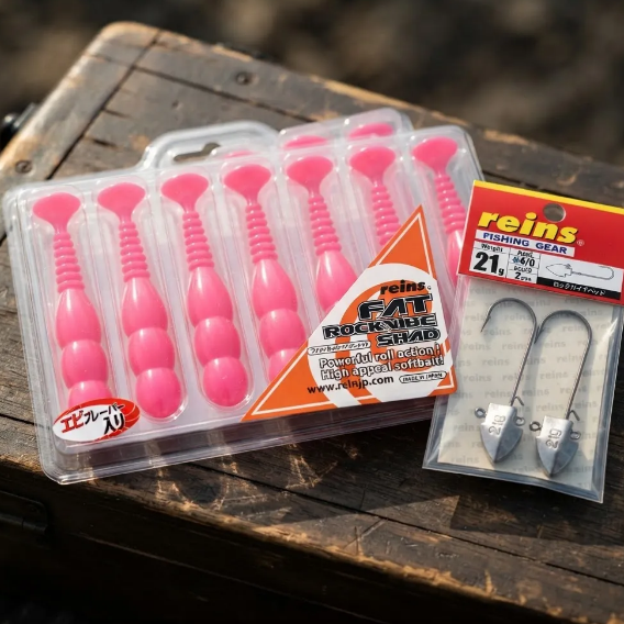 Kit Reins Fat Rockvibe Shad 4” Color Fucsia Candy + 2 Jigs 21 g 4/0