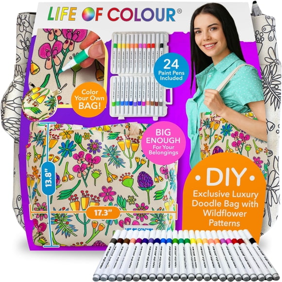 Bolsa para garabatos Craft Kit Life of Colour con motivos de flores silvestres