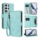 thumbnail image 1 of Funda Cartera Mariposa para [Samsung Galaxy S24 Ultra] con Soporte y Cremallera Verde menta, 1 of 6