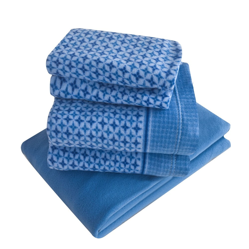Juego De Sábanas Estampado Polar Térmico Chantilly King Celeste