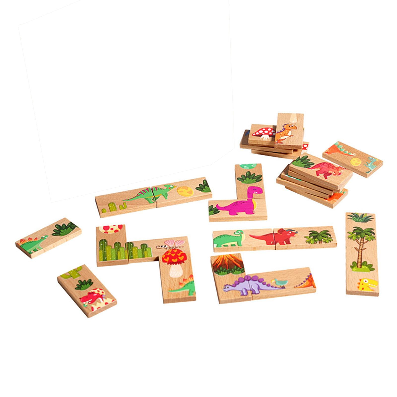 Magideal - Dinosaur Dinosaur Dinosaur Dominino Juego De Imágenes Para Niños Para Niños Para Niños Para Niños, Niñas, Edades De 3 A 8 Años, Regalo De Navidad Para