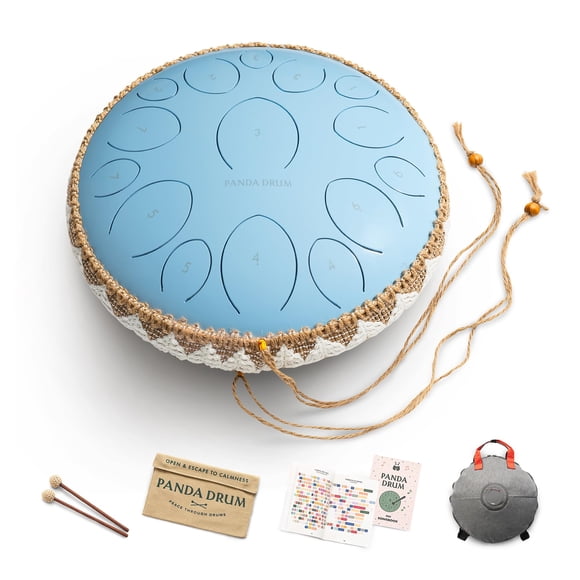 Tambor Pandamanía de Lengüeta de Acero Handpan Pro Azul 15 pulgadas 432Hz