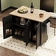 thumbnail image 2 of K&K 51" Fluted Kitchen Island with Drop Leaf, Farmhouse Accent Kitchen Island on Wheels with Internal Storage Rack, Rolling Kitchen Cart with Towel Rack for Kitchen, Dining Room, Black Ash, 2 of 3