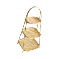 Bothyi - Cesta De Fruta Tejida De Bambú, Cesta De Almacenamiento Para Aperitivos, Mesa De Cocina, Cafetería, 3 Capas, 20X20X45Cm