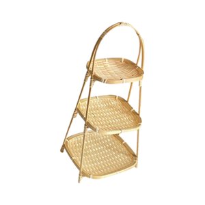 Bothyi - Cesta De Fruta Tejida De Bambú, Cesta De Almacenamiento Para Aperitivos, Mesa De Cocina, Cafetería, 3 Capas, 20X20X45Cm