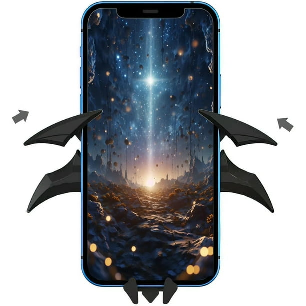 Soporte de teléfono para coche con alas de murciélago, soporte de ventilación universal para un agarre seguro, compatible con teléfonos iPhone/Samsung/Huawei - Negro