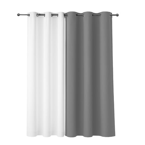 Cortina De Tela Blackout Gris + Velo Vincenzi 140X220 Cm