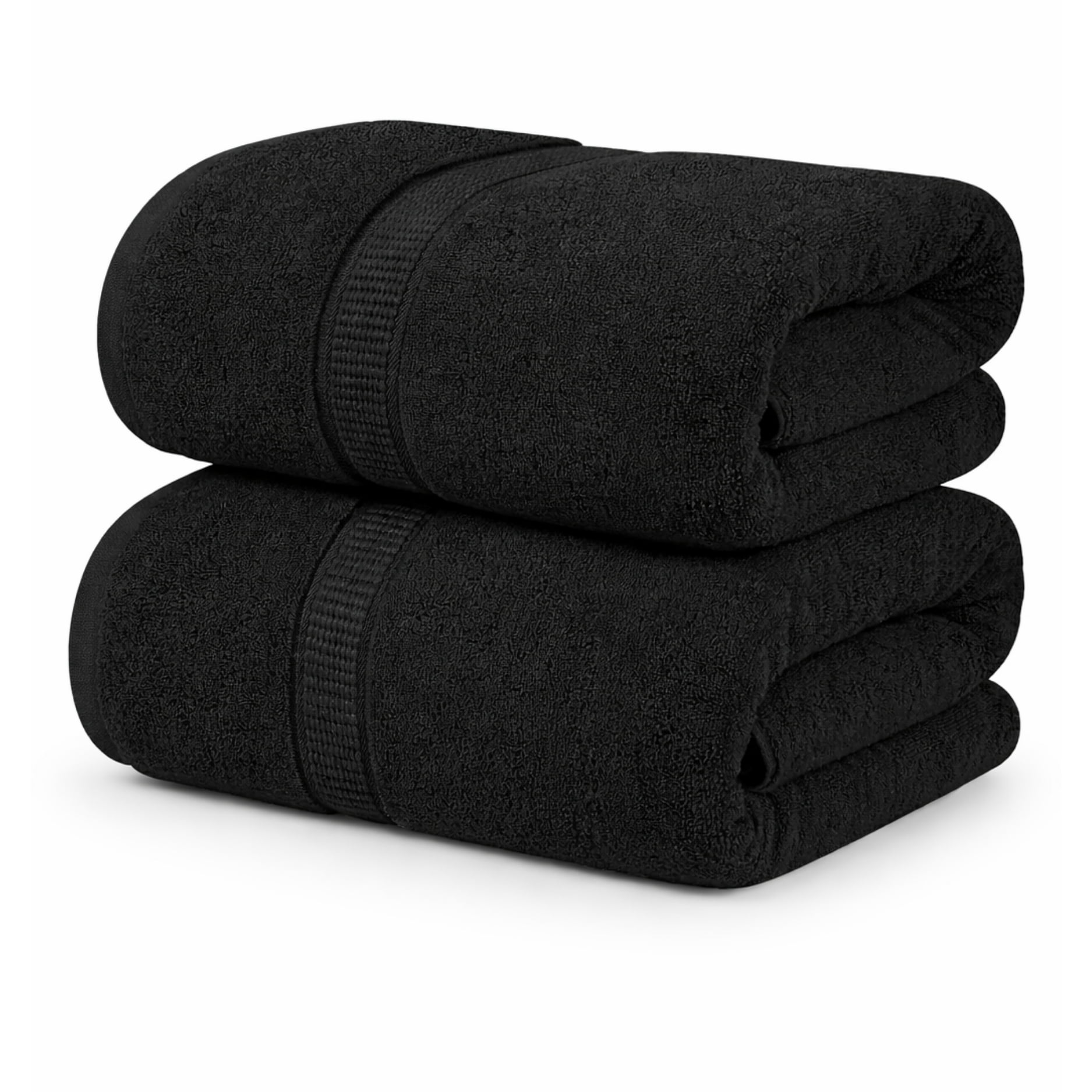 Aura Zeus - Juego De 2 Toallas De Mano 70x40 Cm Algodon 500g Baño Set Az Negro