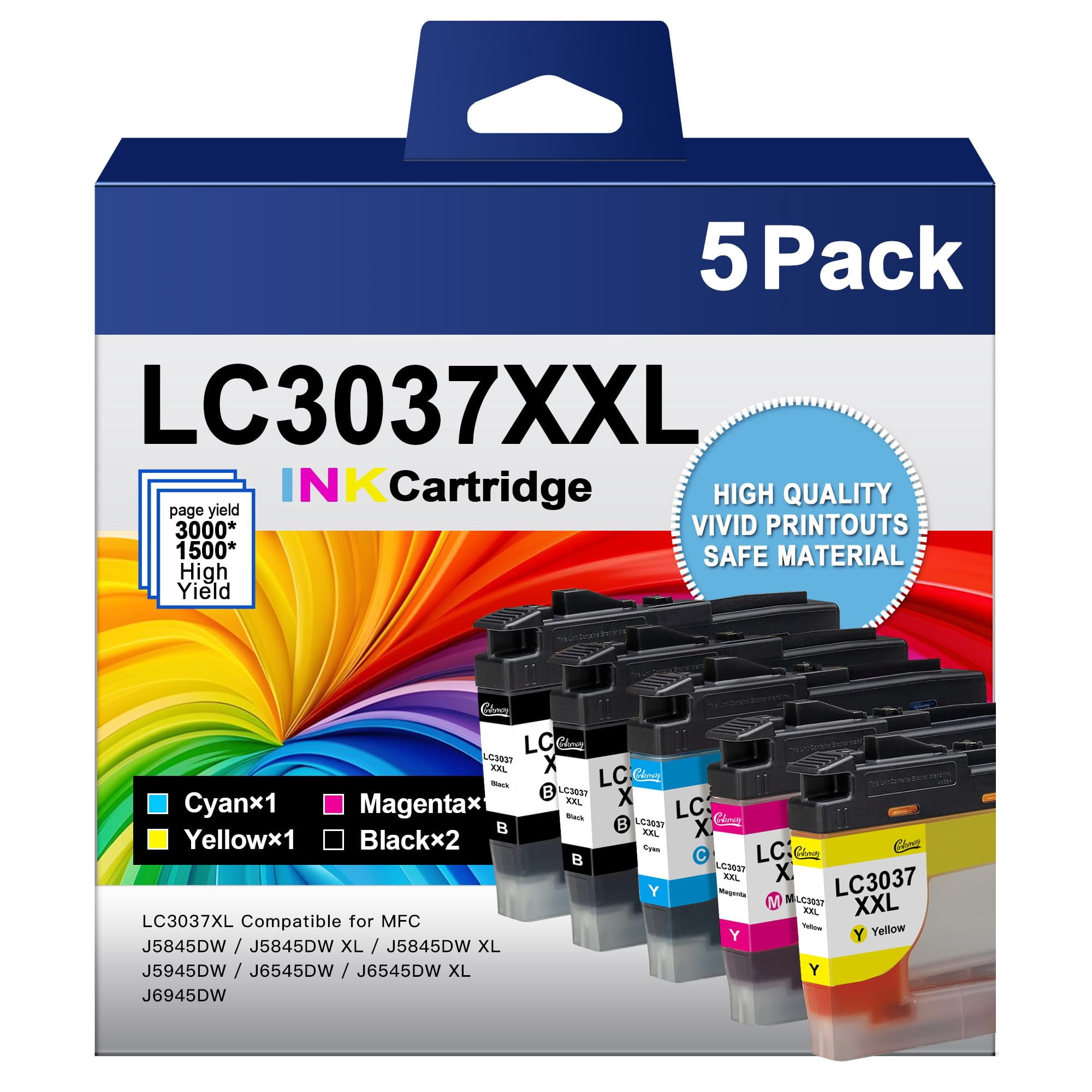 Cartuchos De Tinta Anemec Lc3037 Lc3037xxl Para Impresoras Brother Mfc