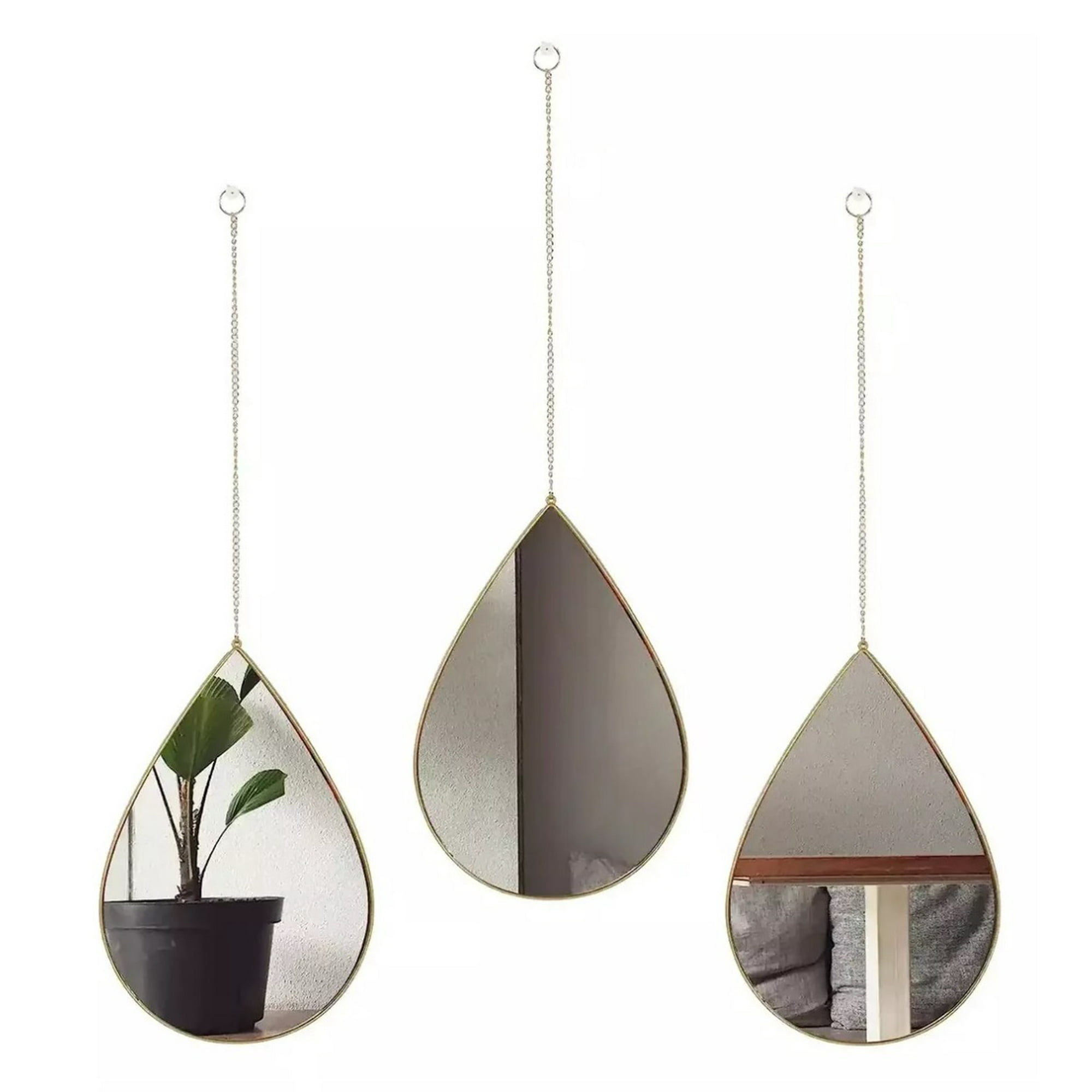 Set De 3 Espejos Gotas Colgantes Taller Sin Fronteras