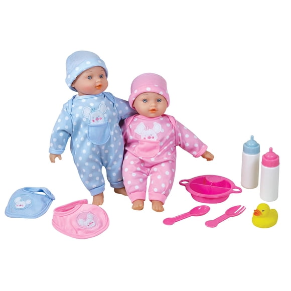 Muñecas bebé gemelas Lissi de 28 cm, set de 10 piezas