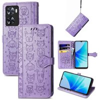 Funda Cartera Foxdock Para Oppo A57 4G , Flip Pu Con Relieve De Gatos Y Perros, Tarjetero Y Soporte