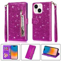 Foxdock - Funda Para Elegante Funda Iphone 15 Glitter Con Cremallera-Ideal Para El Uso Diario