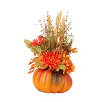 Magideal - Calabaza Artificial De Halloween Con Flores, Adorno De Arreglo Floral De Centro De Mesa Para Otoño, Acción De Gracias, Decoración De Mesa