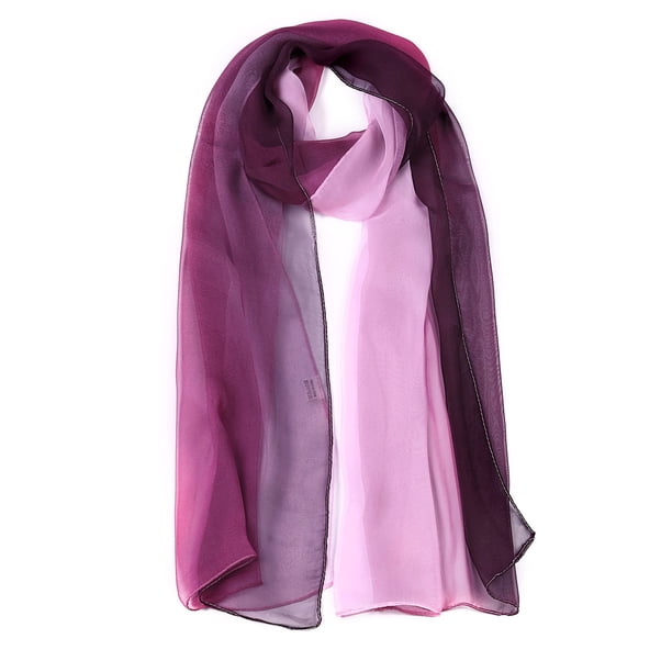 INSPIRE CHIC Bufanda de Mujer Chiffon Sedosa Color Degradado Ligera Envoltura Larga Chal Púrpura