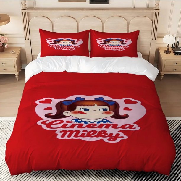 3pcs Peko And Cinema Milky Themed Bedding Set with a Warm Design