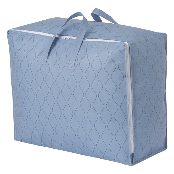 1 Pcs Bolsa de Almacenamiento de Ropa, Bolsa de Almacenamiento Plegable, Bolsa de Mudanza Ondulada para Organizar Edredones, Organizador de Armario y Almacenamiento con Asas Azul 31.5*11.8*23.6in