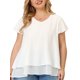 thumbnail image 5 of Blusa Casual de Chifón para Mujer de Talla Grande Agnes Orinda con Volantes, Mangas Cortas, Escote en V y Dobladillo de Doble Capa 1X Blanco, 5 of 9
