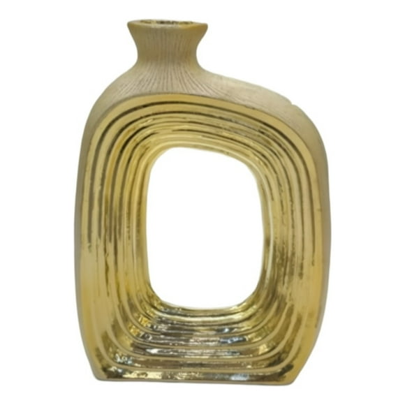 Florero Arte Dorado Hueco Decoración Hogar Arreglo Jhn
