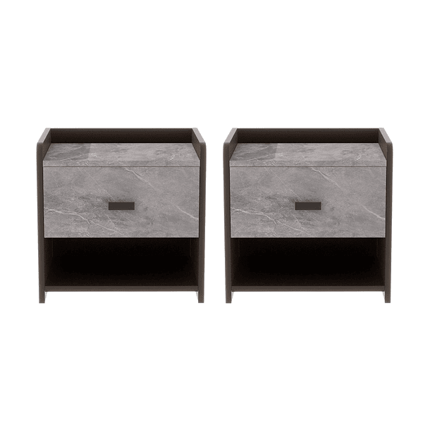 Klik Muebles - Pack De 2 Veladores Marmol Mdf Gris