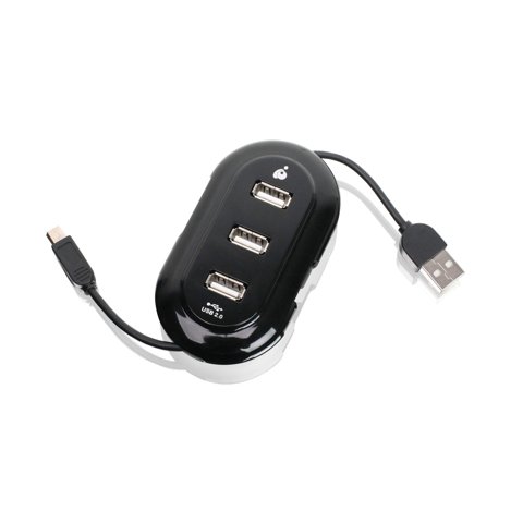 Hub Móvil Usb 2.0 Iogear Guh276 De 3 Puertos (Negro)