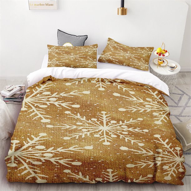 Duvet Cover Christmas Snowflakes Black Background Three Piece Set One Quilt Cover Two Pillowcases Single Double Queen King