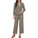 thumbnail image 1 of INSPIRE CHIC Trajes de Pantalón para Mujer de 2 Piezas con Estampado de Cuadros Traje de Blazer de Trabajo Empresarial Pata de Gallo Conjunto de Pantalón M Marrón Caqui, 1 of 6