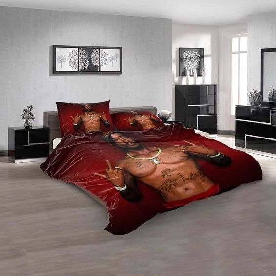 Famous Rapper Tupac Shakur Full Bedding Duvet Cover Set , Gift for Fans.3-Piece Bedding Set (1 Duvet Cover + 2 Pillow Shams)