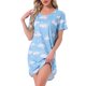 thumbnail image 1 of INSPIRE CHIC Camisón a Rayas Coloridas para Mujer Regreso a Clases Camiseta de Manga Corta Cuello Redondo Vestido Ligero Casual para Dormir M Nube Luna, 1 of 6