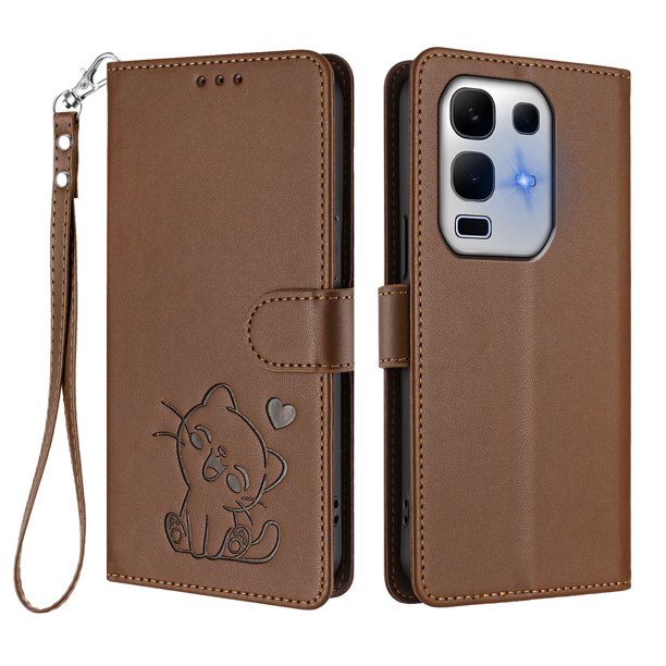 Funda Volteable tipo Billetera con Correa para Infinix Note 50X 5G, Marrón