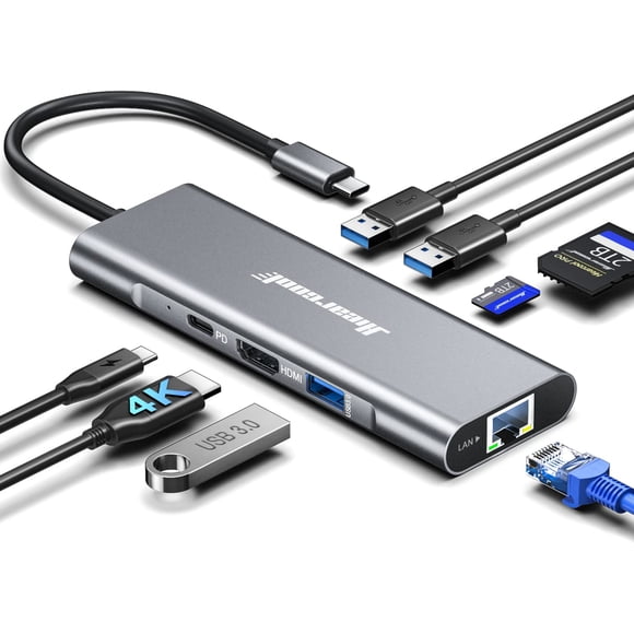 Hub USB C Ethernet Hiearcool 8 en 1 con HDMI 4K @60 para MacBook Pro