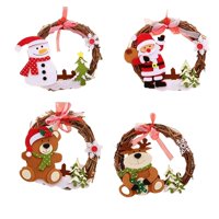 Magideal - 4X Guirnalda De Navidad Adviento Guirnalda De Ratán Adorno Colgante De Pared Hecho A Mano Para Festival Puerta De Hotel Decoración Al Aire Libre